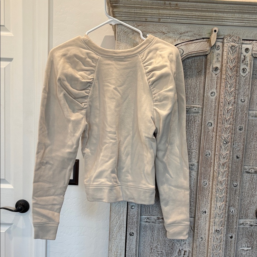 Express Cream Ruched-Shoulder Sweatshirt - Picture 2 of 3